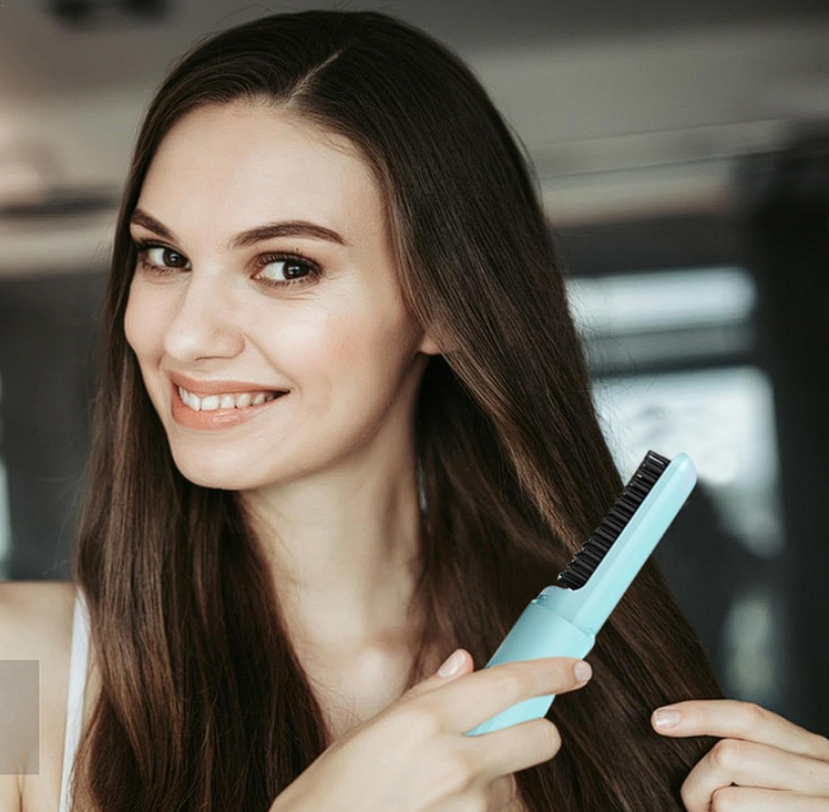 Cepillo Alisador Inalámbrico 2 en 1 – Peine y Plancha Portátil con Batería de 4000 mAh
